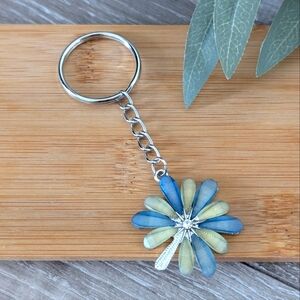 2 For $25 | Blue and Cream Flower Keychain | handcrafted By Me